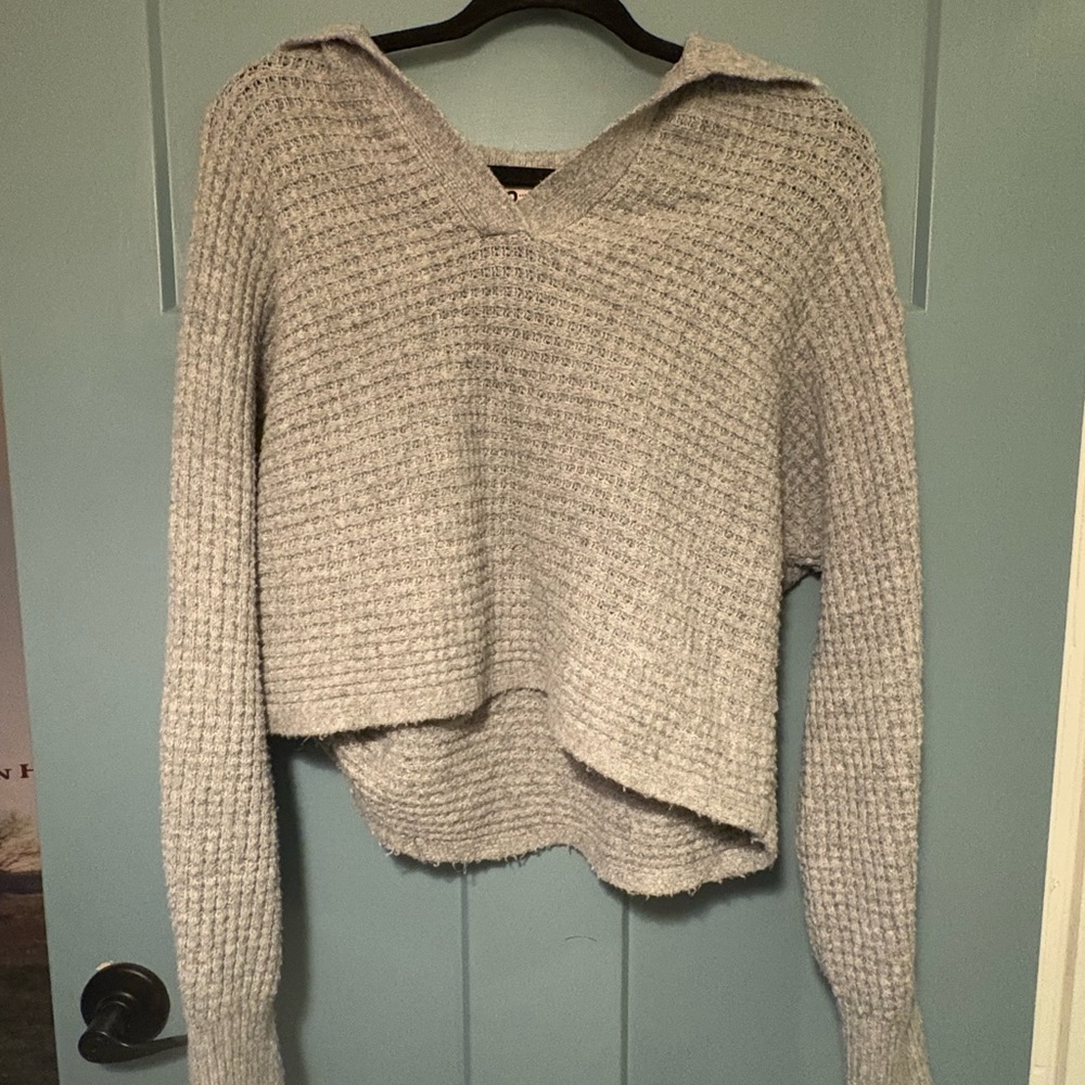 Cropped Waffleknit Sweater